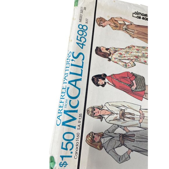 70s McCalls 4598 Sewing Pattern Size 16 Misses Dress Top Pants Vintage 1975 CUT - Picture 2 of 6